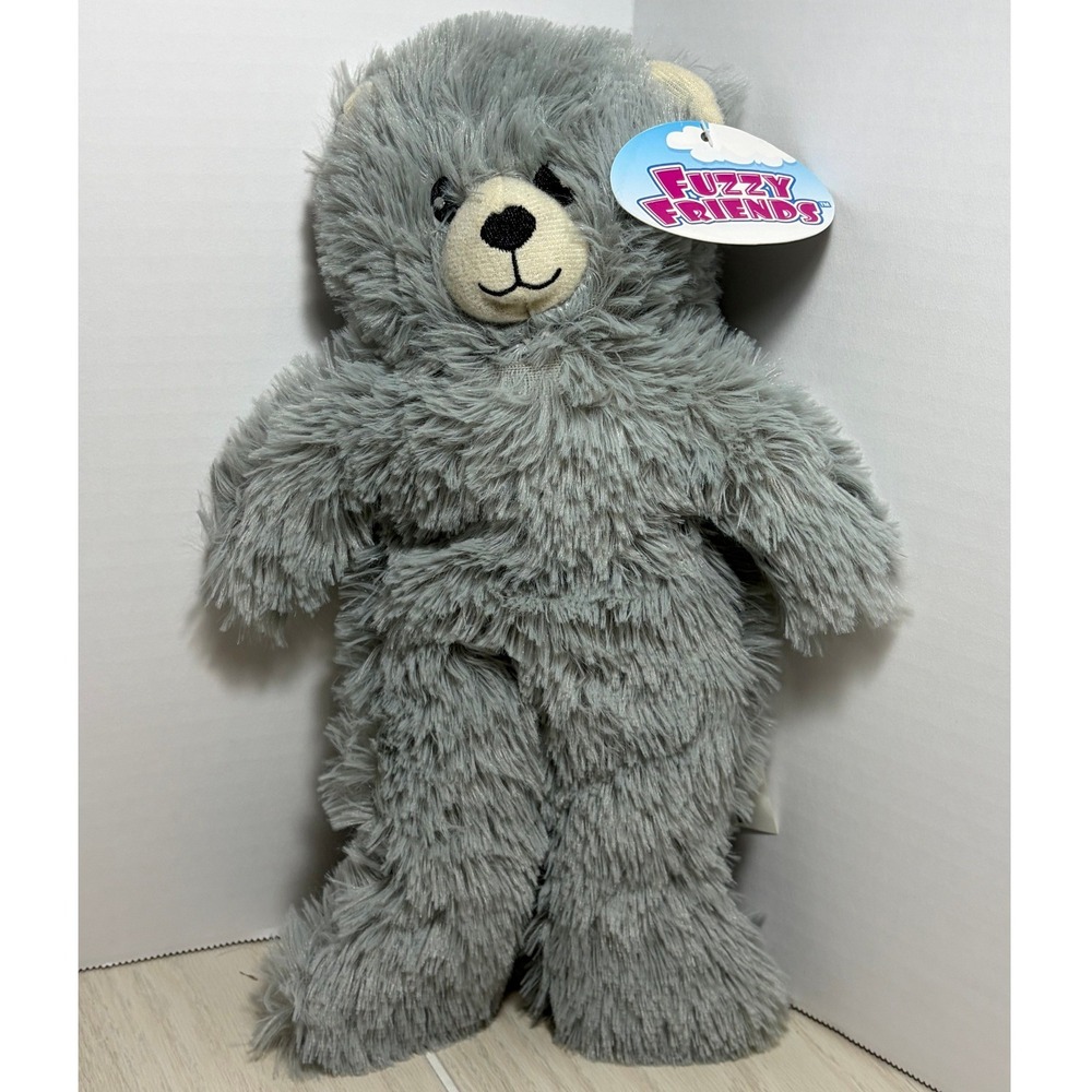 Greenbrier Fuzzy Friends Plush Teddy Bear 12-13" Gray Shaggy Fur